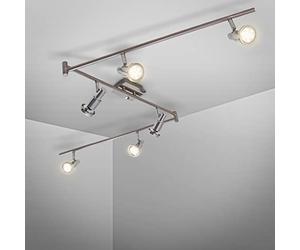 B.K.Licht - Lámpara de techo LED, orientable, color de luz blanco cálido, casquillo GU10, plafon led techo, lampara techo para salon, dormitorio, focos led interior techo, cromo níquel mate