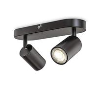 B.K.Licht - Lámpara de techo 2 luces, Metal Negro, GU10 máx 2x9W, 270x60x90mm, Sin Bombillas, IP20, Focos Orientables, Luz Dirigida, Estilo Industrial