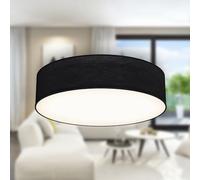 B.K.Licht - Lámpara de techo textil, Pantalla de tela, Fácil de montar, Luz suave, 2 Casquillos E27 Max 40W, elegante Plafon Techo Dormitorio, Cocina, Salón, Ø 38cm, Sin bombilla, Negro
