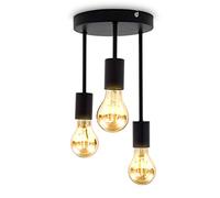 B.K.Licht - Lámpara de Techo Vintage, 3x Casquillo E27 max. 60W, Lamparas de Techo Salon, Lampara Techo, Candeeiro Teto, Lampara Techo Dormitorio, Estilo Rústico/Retro, Negro