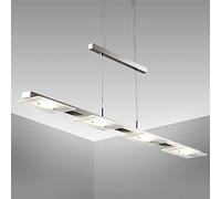 B.K.Licht Lámpara LED de techo colgante de metal y cristal auténtico, altura regulable, 4x4,5 W, 1600 lm, 3000 K, índice de protección IP20, color níquel mate