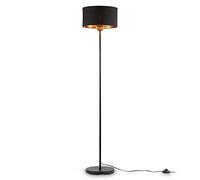 B.K.Licht - Lampara Pie Vintage, Retro, E27, Interruptor de Pie, Altura 141 cm, Métalica, Ø30cm Pantalla, Lámpara de Pie, Lamparas Pie, Lampara Pie Salon, Dormitorio y Estudio, color Negro-Dorado