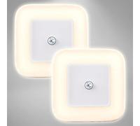 Luz nocturna con sensor de movimiento LED, Set de 2 Lámparas 65x65x30mm, Luz de enchufe para Niños, Ideal para Dormitorio Pasillo Baño Habitación de Bebé Cocina Garaje