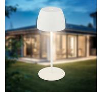 B.K.Licht - Mini lámpara de mesa LED inalámbrica IP44 con tacto, regulable sin escalonamiento, batería recargable y fuente de luz intercambiables, lámpara de mesilla de noche, 8x20 cm (DxH), blanco