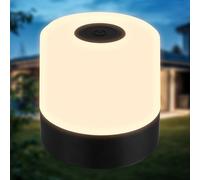 B.K.Licht - Mini Lámpara LED de Sobremesa Inalámbrica IP44 con Tacto, Regulable por Pasos, Batería Recargable, Cable USB-C, Lampara para Mesita, Lampara LED, 7x7Cm, Lamparas a Pilas, Luz, Negro
