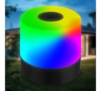 B.K.Licht - Mini Lámpara LED de Sobremesa Inalámbrica IP44 con Tacto, RGB, Regulable por Pasos, Batería Recargable, Cable USB-C, Lampara para Mesita, Lampara LED, 7x7Cm, Lamparas a Pilas, Luz, Negro