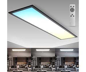 B.K.Licht Panel LED I 1 metro I regulable I control de temperatura de color CCT I control remoto I temporizador I 24 Watt I 2.200 Lumen I 1000x250x65 mm I plafon led techo