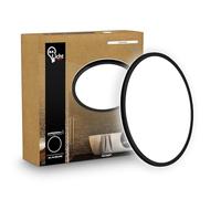 B.K.Licht - Panel LED plano con iluminación indirecta, luz blanco neutro, IP44, plafon led techo baño, lámpara techo, lámpara baño, plafon cucina, 42 x 3 cm, negro