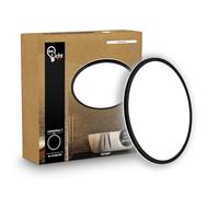 B.K.Licht - Panel LED plano con iluminación indirecta, luz blanco neutro, IP44, plafon led techo baño, lámpara techo, lámpara baño, plafon cucina, 29 x 3 cm, negro