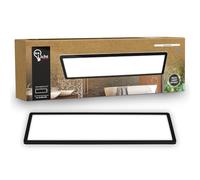 B.K.Licht - Panel LED plano con iluminación indirecta, luz blanco neutro, IP44, plafon led techo baño, lámpara techo, lámpara baño, plafon cucina, 58 x 20 x 3 cm, negro