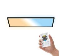 B.K.Licht - Panel LED plano con mando a distancia, regulable, iluminación indirecta, CCT ajustable de luz cálida a luz diurna, IP44, plafon led techo baño, lámpara techo, salón, 58x20x3 cm, negro