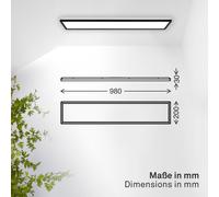 B.K. Licht Panel LED Shallow on/off, 98 x 20 cm, negro, 840 Backlight EC:EPREL:2519260