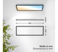 B.K. Licht Panel LED Shallow Remote CCT, 58 x 20 cm, negro, retroiluminación