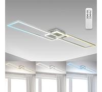 B.K.Licht Plafón LED de 40 vatios I giratorio I color regulable I regulable de forma continua I Función de luz nocturna I Mando a distancia I Lámpara de techo LED I Aluminio cepillado