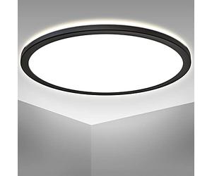 B.K.Licht Plafon LED techo con retroiluminación indirecta, Ultra plano panel de techo LED luz 29mm, Lampara techo Moderna con alto brillo, luz blanca neutra, 3000lm, Ø42cm, Energía eficiente - 22W