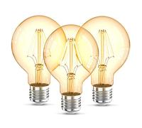 B.K.Licht Set de 3 G80 Edison Bombilla de luz vintage I E27 4W 2200K 320lm I blanco cálido I Bombilla de luz LED I bombilla de luz retro I filamento