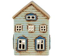 B Laursen THORSHAVN - Casa de luz para vela de té (16 cm, cerámica), color azul claro