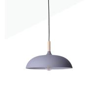 B·LED BARCELONA Lámpara Colgante Redonda MELA, Estilo Nórdico Minimalista, Moderna y Elegante, Techo de Metal y Madera Natural con Pantalla Gris, Ideal para Salón Comedor o Dormitorio