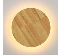 B·LED BARCELONA LED - Aplique de pared circular madera “Lune” Ø30cm LED 26W luz indirecta cálida | moderno infantil baño espejo dormitorio pasillo escalera cocina vintage minimalista IP20