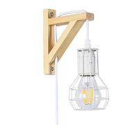 B·LED BARCELONA LED - Aplique de pared de madera jaula MICA Bombilla incluida
