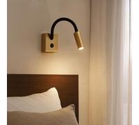 B·LED BARCELONA LED - Aplique de pared Dormitorio iLED 3W con brazo flexo flexible | Luz cálida 2800K | Orientable | Interruptor en la base | Aluminio | Ideal para cabeceros, hoteles y lectura, Dorado