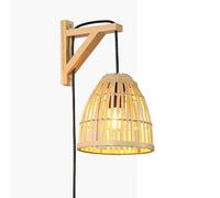 B·LED BARCELONA LED - Aplique de pared en madera con pantalla de bambú CESTA