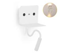 B·LED BARCELONA LED - Aplique de pared LED para lectura SLANGE 3W + 6W orientable y base de carga USB