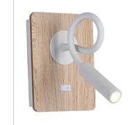 B·LED BARCELONA LED Aplique de Pared Madera con Interruptor y Foco Blanco Flexible Luz Blanco Cálido para Lectura Cama Mesita de Noche Hotel