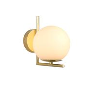 B·LED BARCELONA LED BarcelonaLED Aplique de Pared Elegante Moderno con Bola de Cristal Opal Soporte Dorado y Casquillo E27 para Dormitorio Salón Pasillo