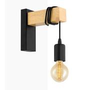 B·LED BARCELONA LED BarcelonaLED Lámpara Aplique Pared de Madera Natural con Portalámparas Colgante E27 Estilo Vintage Nórdico. Aplique de pared rustico para Pasillo Dormitorio Salón
