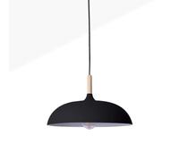 B·LED BARCELONA LED BarcelonaLED Lámpara Colgante Negra de Metal y Madera Ø35 cm - Estilo Vintage Industrial Nórdico - Casquillo E27 - Iluminación Moderna para Cocina, Comedor, Salón o Dormitorio