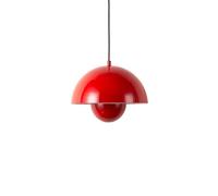 B·LED BARCELONA LED BarcelonaLED Lámpara Colgante Roja- Diseño Retro “Flower Pot” con Luz Indirecta y Pantalla Semiesférica, Estilo Vintage Moderno para Salón, Comedor o Dormitorio, Casquillo E27