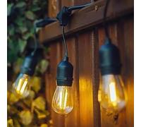 B·LED BARCELONA LED - Kit guirnalda luces exterior 11,5 metros + 10 bombillas LED E27 filamento 1W - IP44 - Blanco cálido