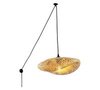 B·LED BARCELONA LED Lámpara colgante mimbre Vimet Lite, lampara techo 59x19x45cm ampara techo ratan (Negra), lampara techo dormitorio salones, restaurantes, locales comerciales