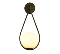 B·LED BARCELONA LED LD1005-D Aplique de Pared Moderna Elegante Pantalla Bola de Cristal Blanca con Soporte Aluminio Negro Casquillo E14 para Dormitorio Salón Pasillo