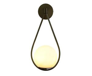 B·LED BARCELONA LED LD1005-D Aplique de Pared Moderna Elegante Pantalla Bola de Cristal Blanca con Soporte Aluminio Negro Casquillo E14 para Dormitorio Salón Pasillo