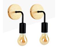 B·LED BARCELONA LED Pack 2x Lámpara De Pared Industrial Retro, Lámpara De Pared Interior, De Metal Retro Madera, Decoración De Estilo Rural, Adecuada para Bares Familiares, Cafés Y Hoteles