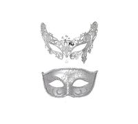 (B)Máscara de pareja, media máscara veneciana para baile de máscaras, máscara de Mardi Gras, disfraz
