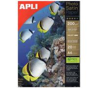 APLI 4453-Papel fotográfico Photosatin, A4, pack de 20 hojas, 200 g, acabado semi-brillante con secado instantáneo