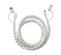 (B) Pearl Beaded Charging Cable - USB-C to Lightning PD Fast Charging Cord for iPhone 17/16/15