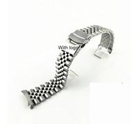 (B-Plata con logotipo 24 mm) Para correa de acero inoxidable macizo Seiko Skx007 Skx009 Srpd63k1 Samurai