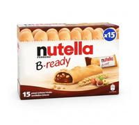 B-ready Barquillo - 1 Paquete de 15 Galletas Crujientes Rellenas de Crema de Avellana y Cacao con Trigo Tostado - Nutella - Snack Individual para Desayuno y Merienda, 330g (15 x 22g) - NEXU