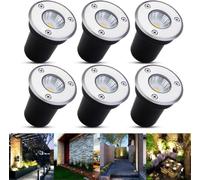 B-right Foco Suelo LED, 6 x 3W, Suelo exterior Jardin LED, Blanco Cálido, 12V-24V,Impermeable IP67, Lámpara de Subterránea, Luz de Tierra Iluminación en el Plazas, Jardines, Parques, Villas