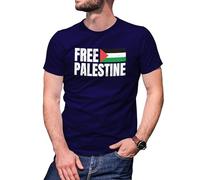 B&S Boutique Free Palestine Fight Flag Camiseta Azul Marino para Hombre Size M