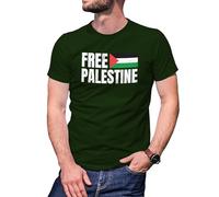 B&S Boutique Free Palestine Fight Flag Camiseta Verde Militare para Hombre Size XL