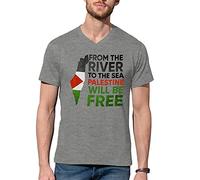 B&S Boutique from The River To The Sea Palestine Will Be Free V-Neck Camiseta De Hombre Gris Size L