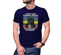 B&S Boutique I Don't Like Morning People or Mornings or People Cat Camiseta Azul Marino para Hombre Size L