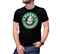B&S Boutique Merry Grinchmas Grinch Inspired Horror Christmas Coffee Camiseta De Hombre Negra Size M
