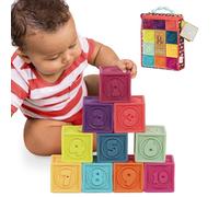 B. Baby - Bloques para bebé - Apilamiento y construcción para bebés - 10 Bloques Blandos con números, Formas y Animales - Educativo y para el Desarrollo - 6 Meses + - One Two Squeeze