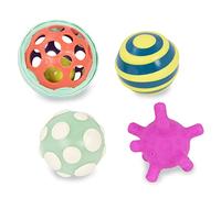B. toys Ball-A-Baloos, Pelotas sensoriales para bebé con Luces | Set de 4 pelotas de goma con texturas, sonidos y luces; fáciles de agarrar con manos pequeñas; 6 meses y +